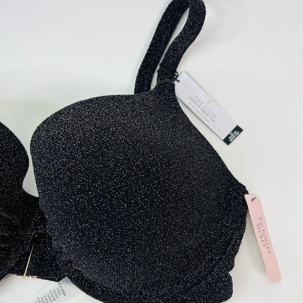 Victoria's Secret The‎ Icon Push Up Bikini Top Padded Bra 34DD Black